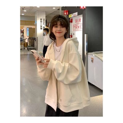 【女裝】韓版奶FUFU連帽寬鬆外套(杏F)