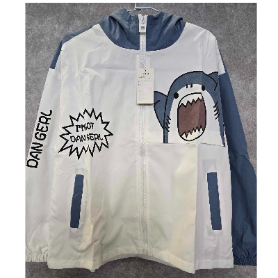 藍白拼色鯊魚連帽外套