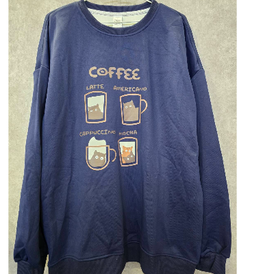 咖啡貓可愛設計 長袖T恤 3XL